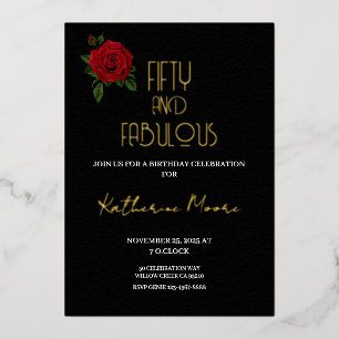 Goldfolie Fifty and Fabulous 50. Geburtstagsfeier  Folieneinladung