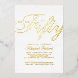 Goldfolie Fifty and Fabulous 50. Geburtstagsfeier Folieneinladung