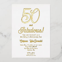 Goldfolie Fifty and Fabulous 50. Geburtstagsfeier