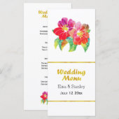 Goldfolie florale Hochzeitskarte Menükarte (Vorne/Hinten)