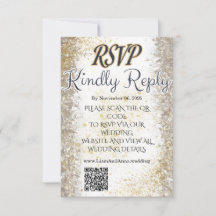 Goldfolie Foto Hochzeit RSVP QR Code Karte