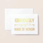 Goldfolie | Funny Bridesmaid oder Trauzeugin Folienkarte (Vorderseite mit Umschlag)