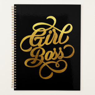 Goldfolie Girl Boss Typografie Schwarz Planer