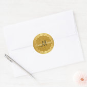 Goldfolie-Glitzer Monogram-Hochzeitsticker Runder Aufkleber (Umschlag)