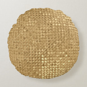 Goldfolie, glitzernde nahtlose Textur. Rundes Kissen