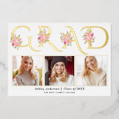 Goldfolie GRAD Rose Foto Abschluss Ankündigung (Vorderseite)