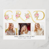 Goldfolie GRAD Rose Foto Abschluss Ankündigung (Vorderseite)