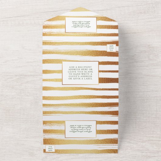 Goldfolie & Green Palm Leaf Beach Hochzeit All In One Einladung (Außenbereich)