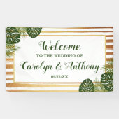 Goldfolie & Green Palm Leaf Beach Hochzeit Banner (Horizontal)
