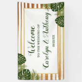 Goldfolie & Green Palm Leaf Beach Hochzeit Banner (Vertikal)