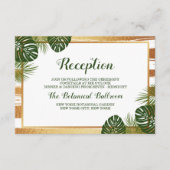 Goldfolie & Green Palm Leaf Beach Hochzeit Begleitkarte (Vorderseite)