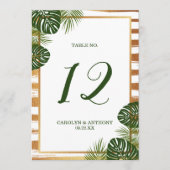 Goldfolie & Green Palm Leaf Beach Hochzeit Einladung (Vorderseite)