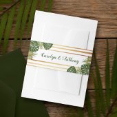 Goldfolie & Green Palm Leaf Beach Hochzeit Einladungsbanderole