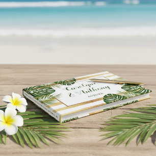 Goldfolie & Green Palm Leaf Beach Hochzeit Gästebuch