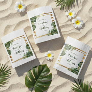 Goldfolie & Green Palm Leaf Beach Hochzeit Geschenktütchen