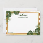 Goldfolie & Green Palm Leaf Beach Hochzeit Hinweiskarte<br><div class="desc">Feiern Sie stilvoll mit diesen tropischen Palmen Blätter Ratschläge Karten. Das schlichte, aber stilvolle Design ermöglicht es Ihren Gästen, sich einen Ratschlag zu schreiben, damit Sie in den nächsten Jahren behalten und lesen können. Die Formulierung ist leicht zu personalisieren, sodass diese Karten schnell in Ratenkarten für Brautpartys, Verlobungen, Jubiläen, Abschlüsse...</div>