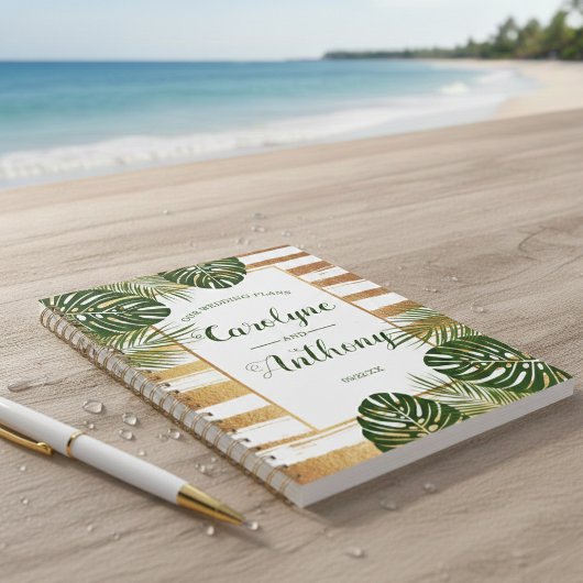 Goldfolie & Green Palm Leaf Beach Hochzeit Planer