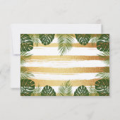 Goldfolie & Green Palm Leaf Beach Hochzeit RSVP Karte (Rückseite)
