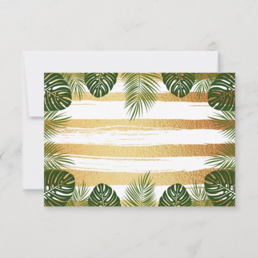 Goldfolie & Green Palm Leaf Beach Hochzeit RSVP Karte (Rückseite)