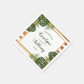Goldfolie & Green Palm Leaf Beach Hochzeit Serviette (Ecke)