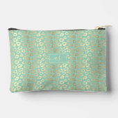 Goldfolie Grüne Leoparden Mit Monogramm Zubehörtasche (Rückseite)