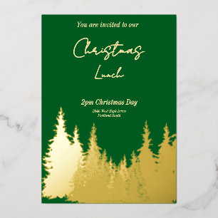 Goldfolie Grüne Tannenbaum Weihnachtsfeier Folieneinladung