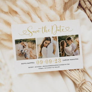 Goldfolie-Herz-Schrift Save-the-Date-Karte Folieneinladung