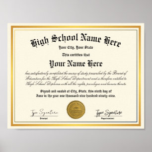 Goldfolie High School Diploma, Hausschule Poster