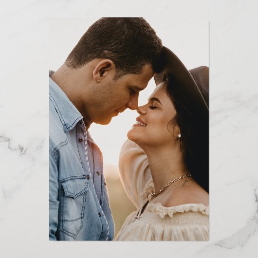 Goldfolie Hochzeit Einzigartig Save the Date Folieneinladung (Rückseite)