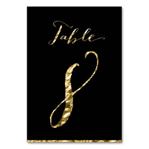 Goldfolie Hochzeit Tischnummern Schwarz Nr. 8