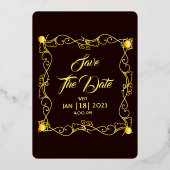 Goldfolie Hochzeitsgold und schwarz Einladung (Rückseite)