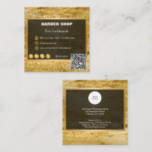Goldfolie & Holzkohle-Barbier Shop & Friseur QR-Co Quadratische Visitenkarte