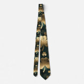 Goldfolie Kleeblatt Muster St. Patrick's Day Krawatte (Rückseite)