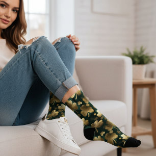 Goldfolie Kleeblatt Muster St. Patrick's Day Socken