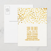 Goldfolie Konetti Save the Date romantisch Ankündigungspostkarte (Vorne/Hinten)
