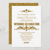 Goldfolie Konfetti Hochzeit lädt ein Einladung (Vorne/Hinten)