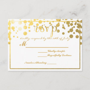 Goldfolie Konfetti RSVP Hochzeitseinladungskarte Karte