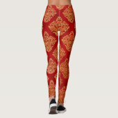 Goldfolie kosmisches Farbsternmuster roter Galaxie Leggings (Rückseite)