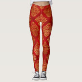 Goldfolie kosmisches Farbsternmuster roter Galaxie Leggings (Vorderseite)