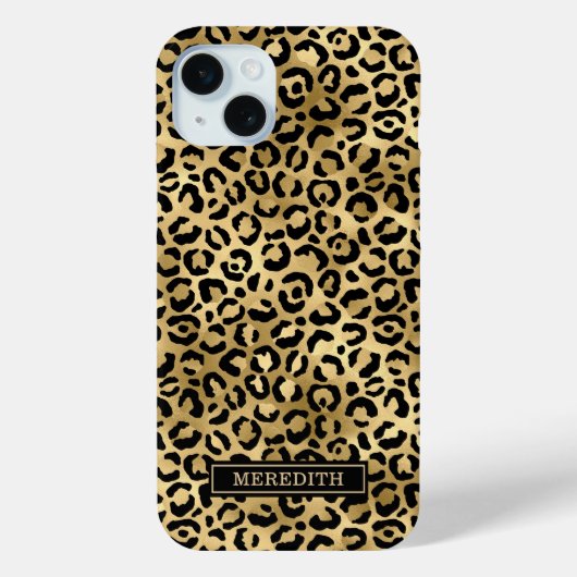 Goldfolie-Leopardenprint Monogramm Case-Mate iPhone Hülle (Rückseite)