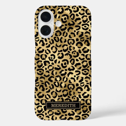 Goldfolie-Leopardenprint monogrammiert Case-Mate iPhone Hülle (Rückseite)