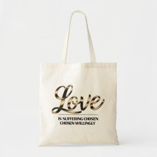 Goldfolie-Liebe ist Leiden-Zitat-Tasche Tragetasche