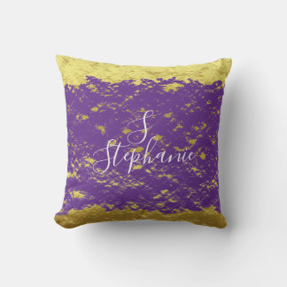 Goldfolie Lila Glitterfunkelnde Monogramm Anfangsb Kissen