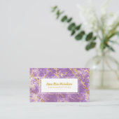 *~* Goldfolie Lila Marmor Populärer Glam Luxe Chic Visitenkarte (Stehend Vorderseite)