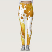 Goldfolie Luxus Paint Spritzer Splash Abstrakt Leggings (Vorderseite)