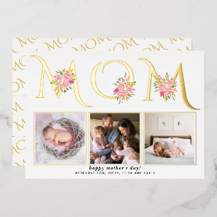 Goldfolie MAMA Typografie Foto Mütter Tag Folien Feiertagskarte