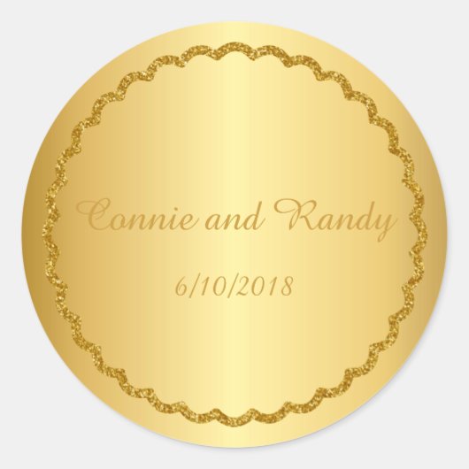 Goldfolie Metallic Monogram Wedding Sticker (Vorderseite)