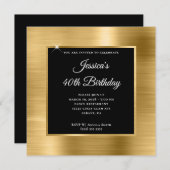 Goldfolie mit Black Overlay 40. Geburtstag Einladung (Vorne/Hinten)