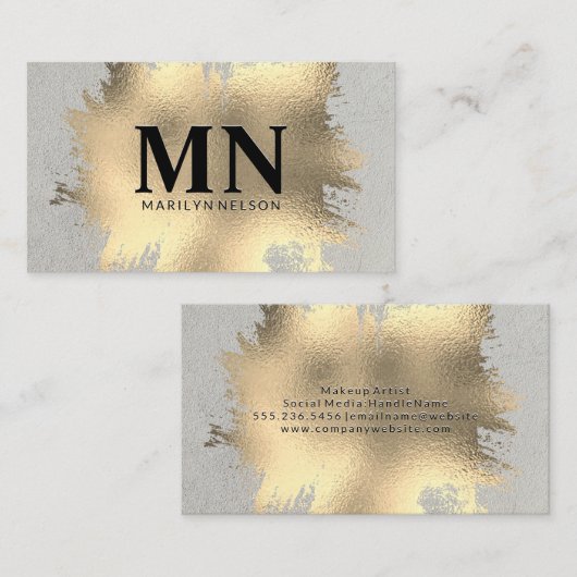 Goldfolie mit Chic Monogram gespült Visitenkarte (Vorne/Hinten)