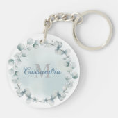 Goldfolie mit Eukalyptus - Mit Monogramm Schlüsselanhänger (Rückseite)